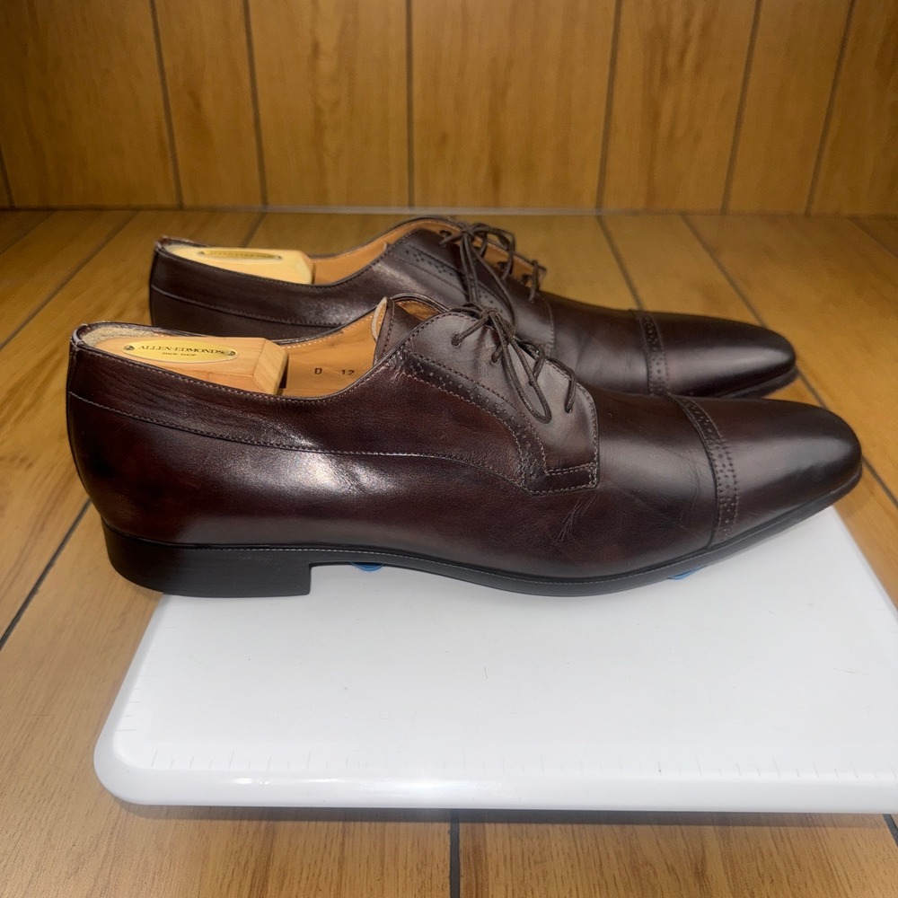 Santoni Mens 12 D Brown Leather Cap Toe Derby Dress Shoes Made in Italy 1960